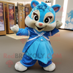 Blue Chipmunk mascot costume character dressed with a Blouse and Anklets