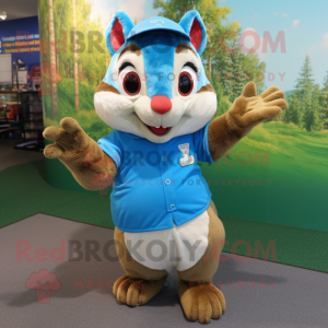 Blue Chipmunk mascot costume character dressed with a Blouse and Anklets