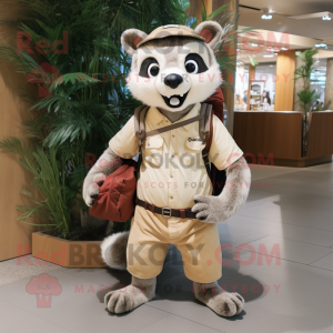 Beige Civet maskot kostume...