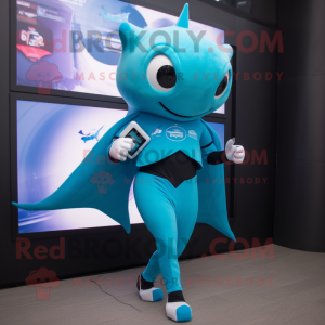 Cyan Manta Ray mascotte...