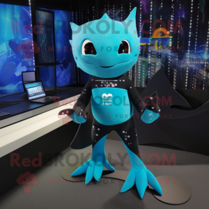 Cyan Manta Ray mascotte...