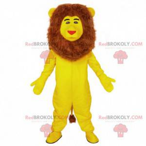 Mascotte de lion jaune, costume de félin personnalisable -