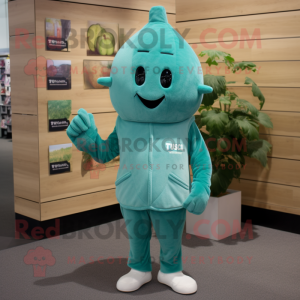 Teal Rova maskot kostym...