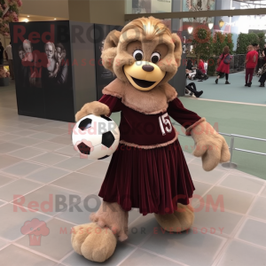 Brown Monkey mascot costume character dressed with a Ball Gown and Scarves