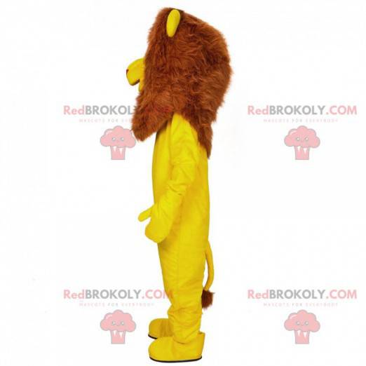 Mascotte de lion jaune, costume de félin personnalisable -