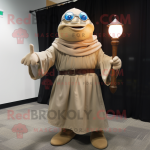 Tan Wizard mascot costume character dressed with a Turtleneck and Ties