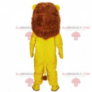 Mascotte de lion jaune, costume de félin personnalisable -