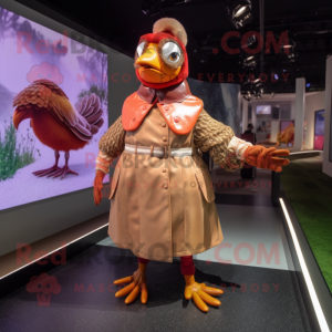 nan Pheasant mascot costume character dressed with a Raincoat and Hairpins