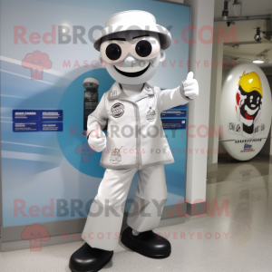 Silver Doctor mascot costume character dressed with a Capri Pants and Caps