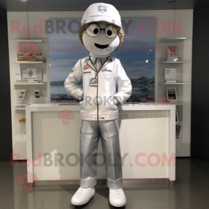 Silver Doctor mascot costume character dressed with a Capri Pants and Caps