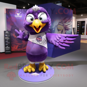 Purple Eagle mascot costume character dressed with a Wrap Skirt and Cufflinks