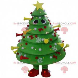 Mascot decorado árbol de Navidad verde, traje de árbol de