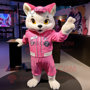 Pink Cat maskot drakt figur...