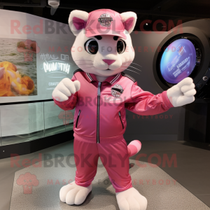 Pink Cat maskot kostume...