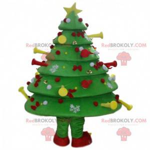 Mascotte versierde groene kerstboom, kerstboom kostuum -