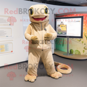 Beige Anaconda mascot costume character dressed with a Romper and Scarves