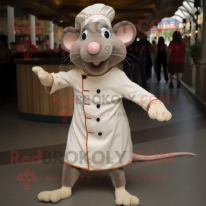 Beige Ratatouille mascot costume character dressed with a Chinos and Belts