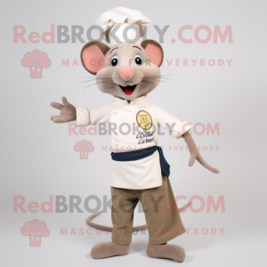 Beige Ratatouille mascot costume character dressed with a Chinos and Belts