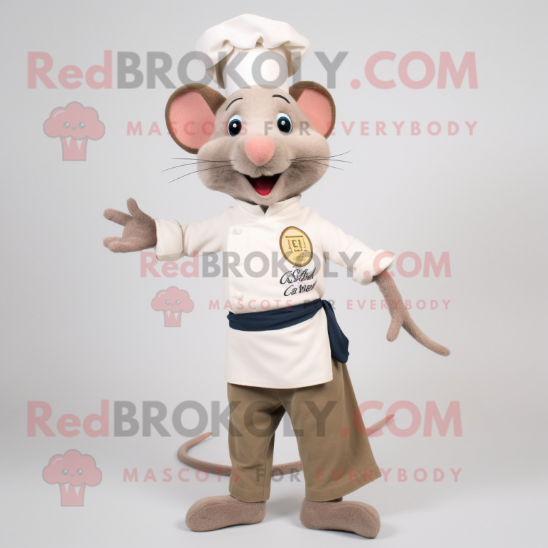 Beige Ratatouille mascot costume character dressed with a Chinos and Belts Beige Ratatouille mascot costume character dressed with a Chinos and Belts