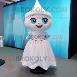 White Hourglass mascot costume character dressed with a Mini Skirt and Wraps