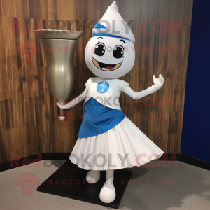 White Hourglass mascot costume character dressed with a Mini Skirt and Wraps