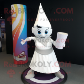 White Hourglass mascot costume character dressed with a Mini Skirt and Wraps