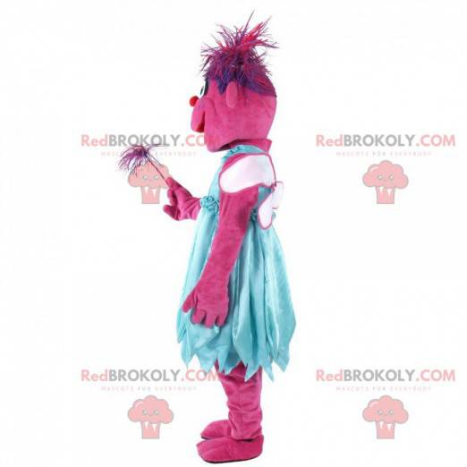 Mascota de personaje rosa, disfraz de criatura rosa, hada -