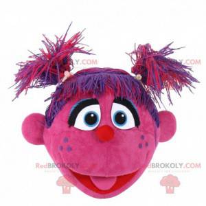 Pink character mascot, pink creature costume, fairy -