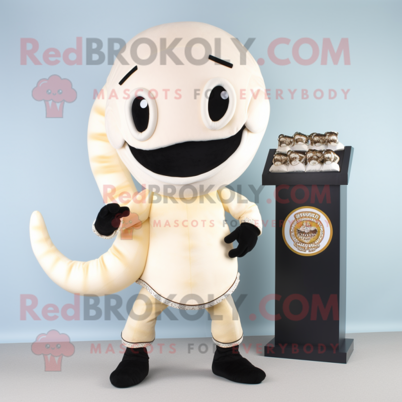Cream Hydra mascot costume character dressed with a Leggings and Coin purses Cream Hydra mascot costume character dressed with a Leggings and Coin purses