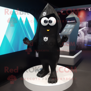 Black Ice mascot costume character dressed with a Bikini and Shawls