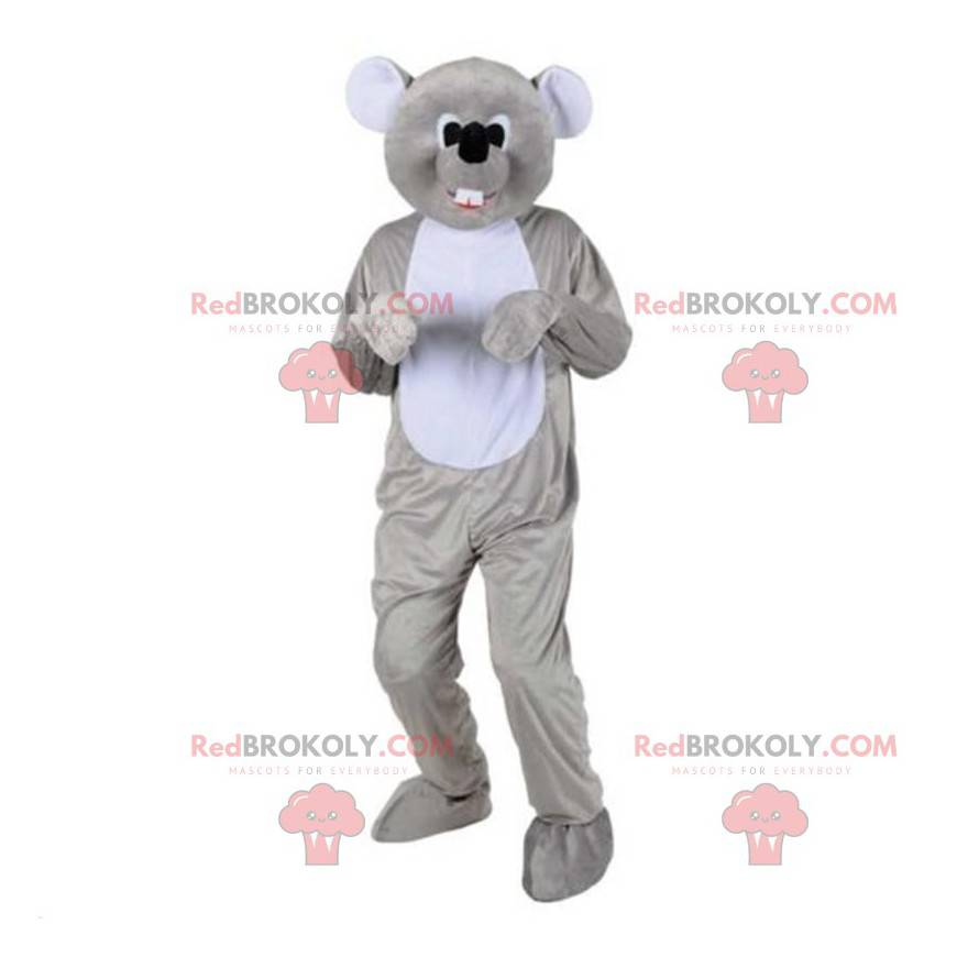 Mascotte topo grigio personalizzabile, costume da roditore -