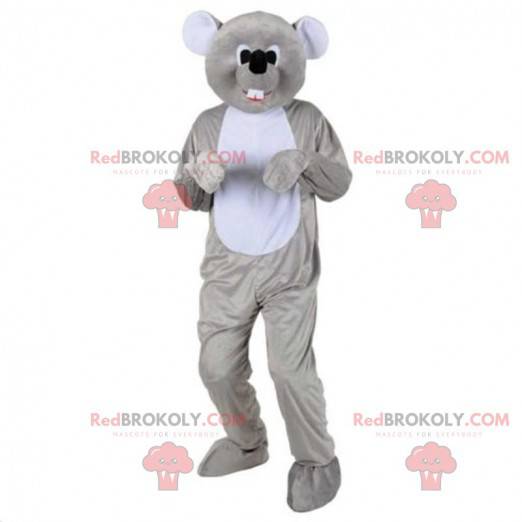 Mascotte topo grigio personalizzabile, costume da roditore -