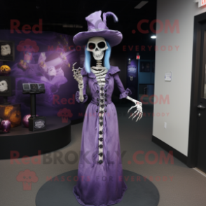 Lavender Undead mascot costume character dressed with a Sheath Dress and Hat pins