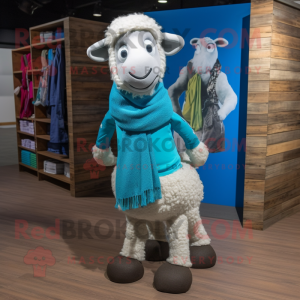 Cyan Sheep mascotte kostuum...