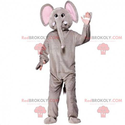 Grå och rosa elefantmaskot, pachydermdräkt - Redbrokoly.com