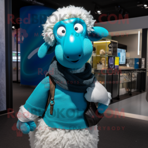 Cyan Sheep mascotte kostuum...