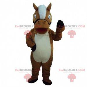 Mascotte de cheval marron et blanc, costume hippique -