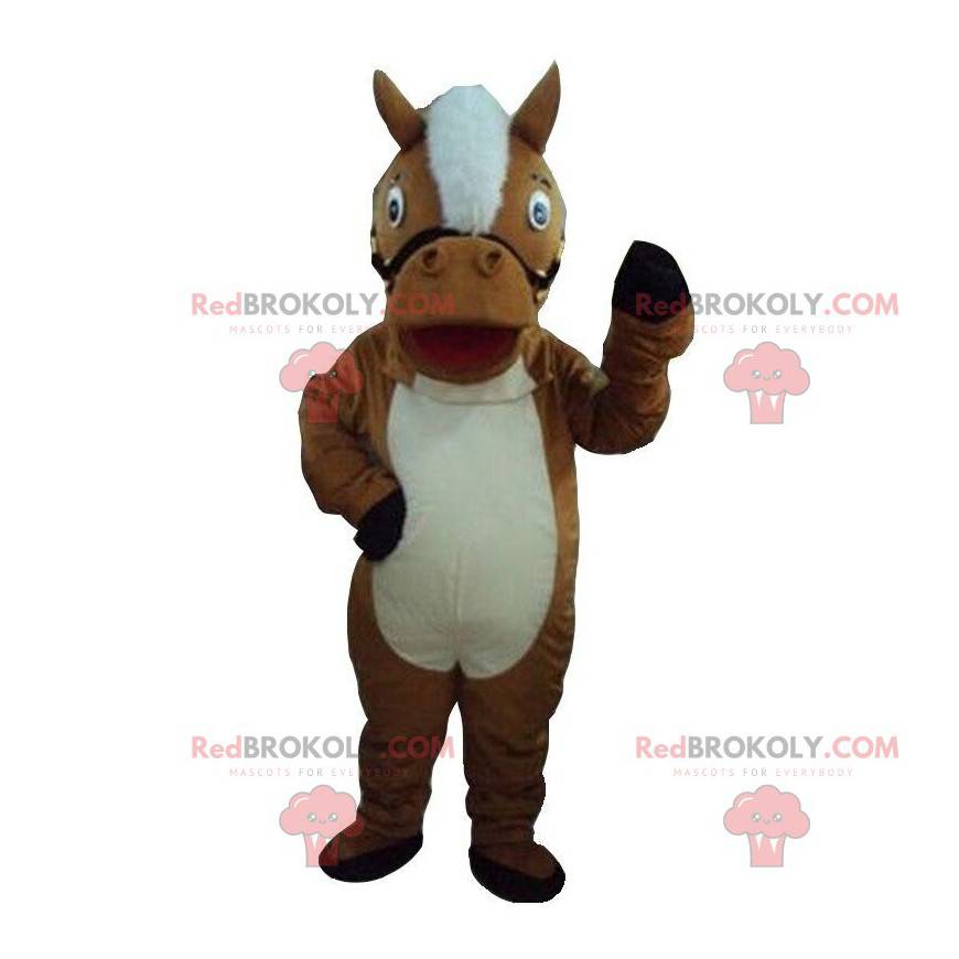 Brun og hvid hest maskot, hest kostume - Redbrokoly.com