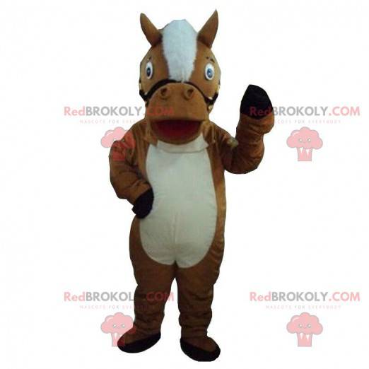 Brown and white horse mascot, horse costume - Redbrokoly.com