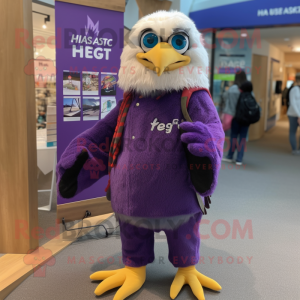 Purple Haast'S Eagle mascot costume character dressed with a Trousers and Keychains