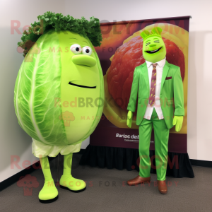 Lime Green Corned Beef And Cabbage mascot costume character dressed with a Blazer and Ties
