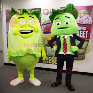 Lime Green Corned Beef And Cabbage mascot costume character dressed with a Blazer and Ties