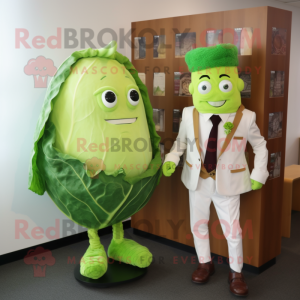 Lime Green Corned Beef And Cabbage mascot costume character dressed with a Blazer and Ties