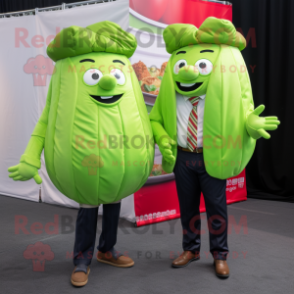 Lime Green Corned Beef And Cabbage mascot costume character dressed with a Blazer and Ties