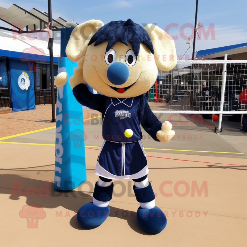 Navy Volleyball Net mascot costume character dressed with a Romper and Bow ties Navy Volleyball Net mascot costume character dressed with a Romper and Bow ties