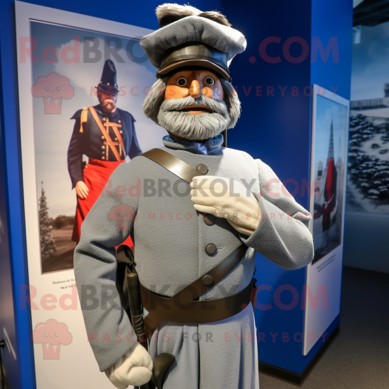 Silver Civil War Soldier mascot costume character dressed with a Sweater and Bracelets