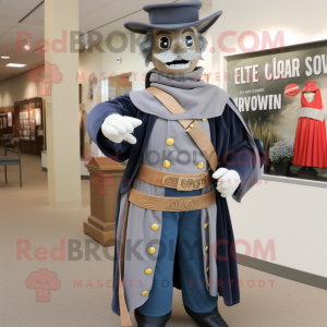 Silver Civil War Soldier mascot costume character dressed with a Sweater and Bracelets