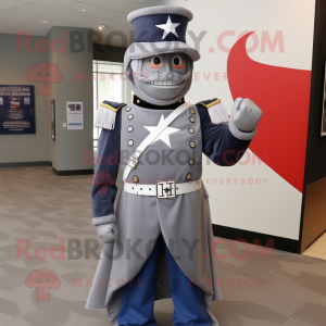 Silver Civil War Soldier mascot costume character dressed with a Sweater and Bracelets