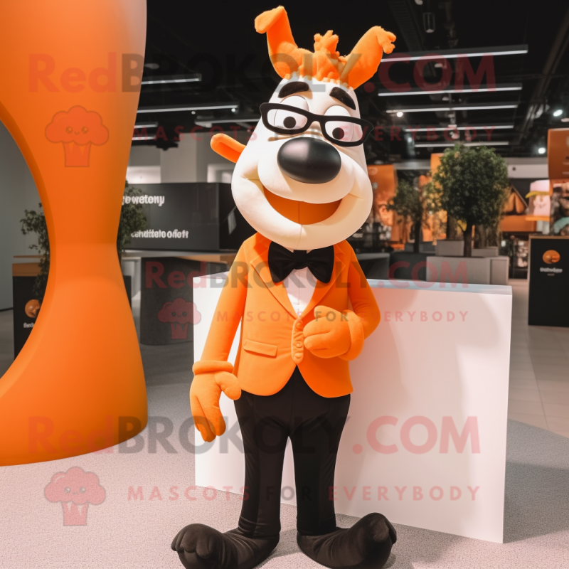 Orange Elk mascot costume character dressed with a Tuxedo and Eyeglasses Orange Elk mascot costume character dressed with a Tuxedo and Eyeglasses