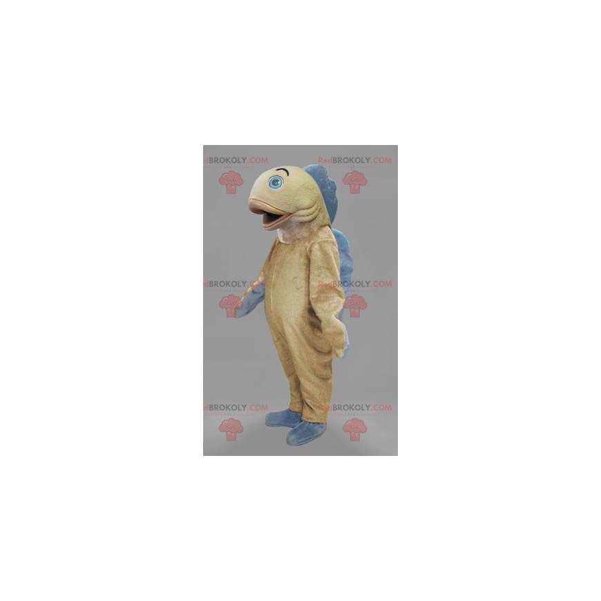 Maskottchen beige und blauer Fisch - Redbrokoly.com